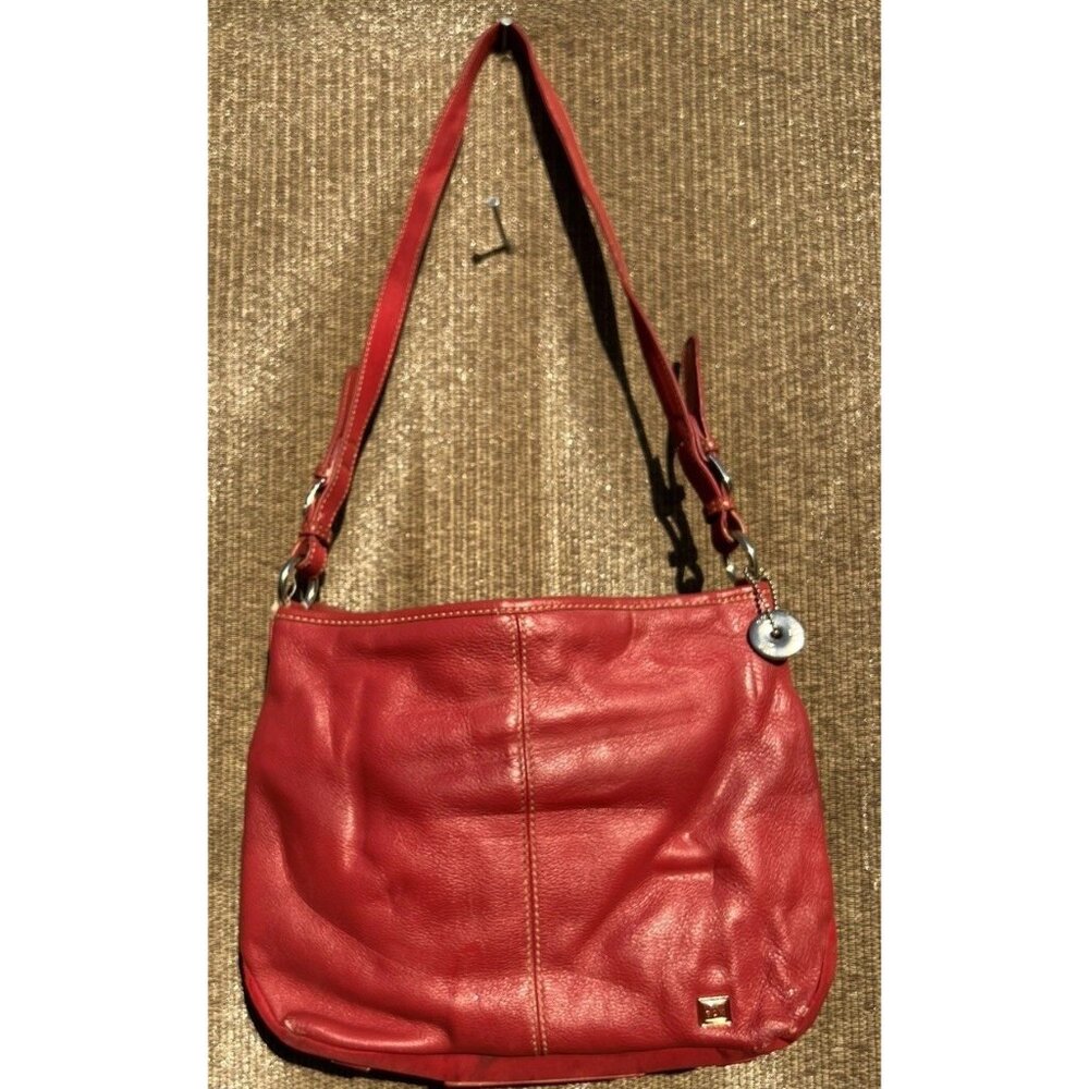 The Sak Lucia Scarlet Red Pebbled Leather Crossbody Bag Purse w/Charm